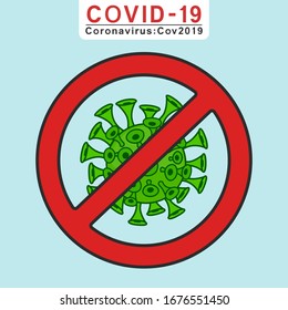 Vector illustration of Coronavirus Covid-19 stop sign