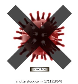 Vektorillustration des Coronavirus-Cross-out-Stopp-Infektionszeichens