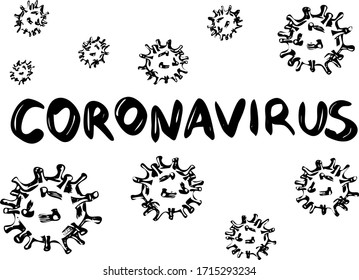 vector illustration of coronavirus. dangerous virus molecules. pandemic of humanity. means of protection. protective mask, suit, antiseptic. human lungs. graphic sketch