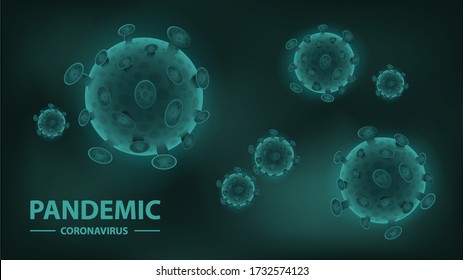 Vector illustration. Coronavirus deadly outbreak and coronaviruses influenza background as dangerous flu strain cases as a pandemic medical health risk concept with disease cells