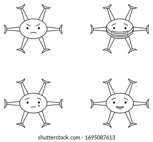 Ilustración vectorial del coronavirus con emociones