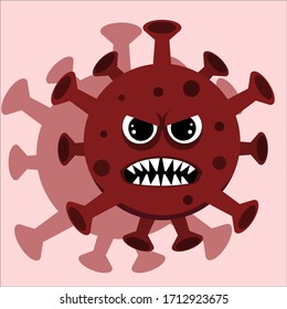 Vector illustration. Coronavirus. Evil coronavirus.