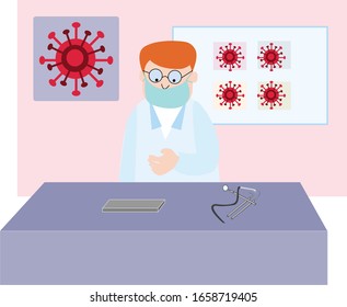 Ilustración vectorial del mapa de Coronavirus, doctor, desastre, China