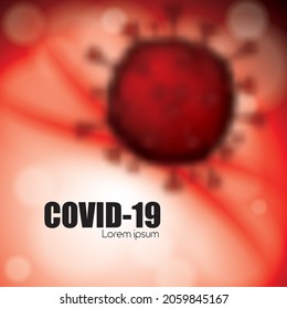 Vector illustration of Coronavirus on a blurry red background