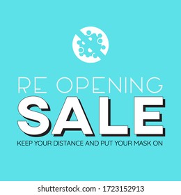 Vector illustration for coronavirus outbreak concept. "RE OPENING SALE" banner.