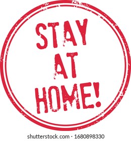 Vector Illustration of Coronavirus, Stay at Home Stamp