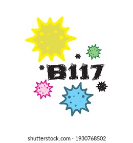 vector illustration of coronavirus type B117 mutation graphics