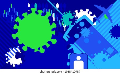 Vector Illustration Of Coronavirus Vaccine Abstract Background. Covid-19 Vaccination Concept.