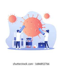 vector illustration coronavirus vaccine complete development. end of novel corona virus. 2019-ncov vaccine medicine. corona virus injection syringe. fight against coronavirus.