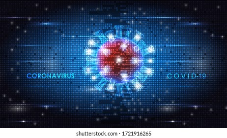 Vector illustration of coronovirus particles on a luminous vector background. Epidemic, pandemic, medicine, virus vaccine. EPS 10.