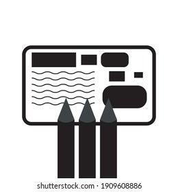 Vector illustration of corporate black note pictogram icon on magazine wall