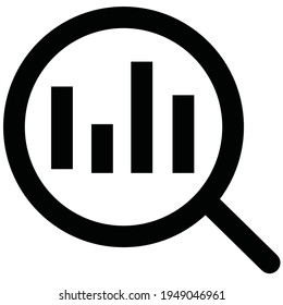 Vector illustration of corporate business dynamics up and down graph search symbol icon. black and white color, line drawing style. color can be edited. 2500 x 2500 pixel perfect.