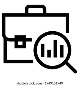 Ilustración vectorial de la dinámica de negocio corporativo icono de símbolo de búsqueda de gráficos ascendente y descendente. color negro y blanco, estilo de dibujo de líneas. se puede editar el color. 2500 x 2500 píxeles perfectos.