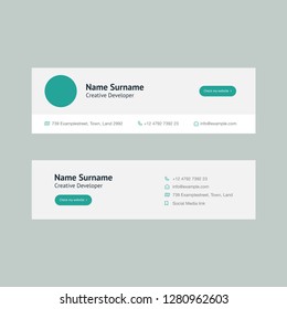 Vector Illustration Of Corporate Email Signature Design. Green Mint Modern Design.