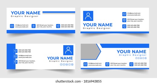 Ilustración Vectorial Del Diseño De Firma De Correo Electrónico Corporativo. diseño mínimo azul y blanco