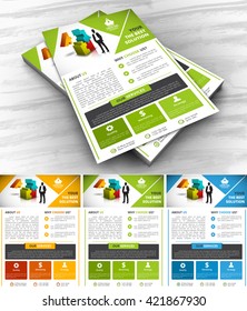 Vector illustration of corporate flyer in 3 colors.