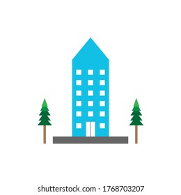 vector illustration corporate office building flat icon set