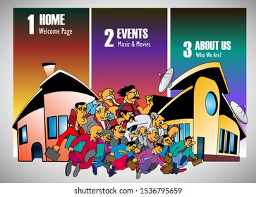 Vector illustration of corporate structure, cartoon character of business team