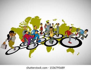 Ilustración vectorial de la estructura corporativa, caricatura del equipo de negocios