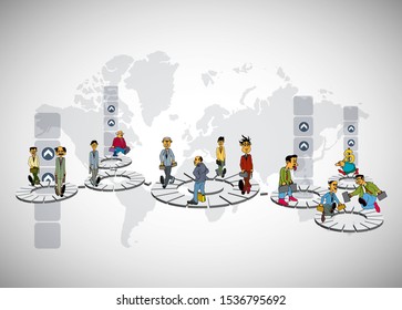 Ilustración vectorial de la estructura corporativa, caricatura del equipo de negocios