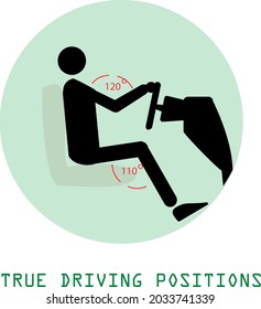 vector illustration of correct driving position education
