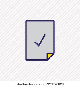Vector illustration of correct file icon colored line. Beautiful file element also can be used as approved icon element.