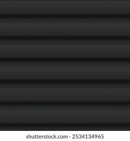 Vector illustration of a corrugated metal sheet in black with large horizontal stripes. Seamless background. Profiled sheet. Plastic siding for a house or container.