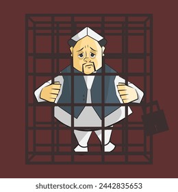 vector illustration of corrupt politician convicted. 