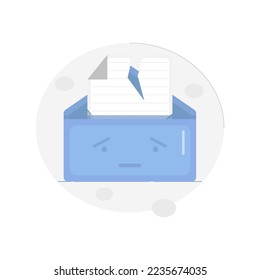 Ilustración vectorial de datos dañados, datos peligrosos, archivo faltante, letra no encontrada y archivo dañado, diseño de estilo plano de iconos, infografía y página de inicio