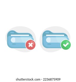 Vector illustration. Corrupted file, error document, file is, and file approve. Flat style design