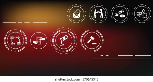 vector illustration of corruption icons set on abstract blurry background