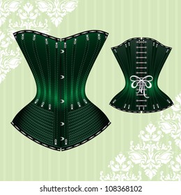 Vector illustration of corset inspired by historic corsets. Front and back view