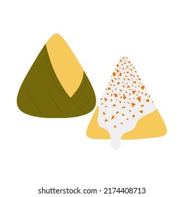 Ilustración vectorial de Corundas Michoacanas con crema agria, salsa y queso. Aislado sobre un fondo blanco. Cocina mexicana Michoacana.