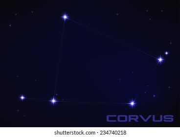 Vector illustration of Corvus constellation in blue 