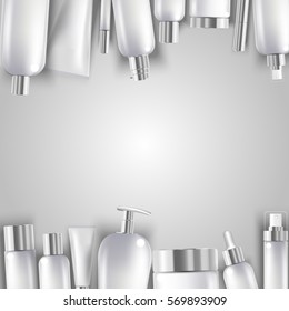 Vector illustration of Cosmetic bottle mock up set isolated packages on white background