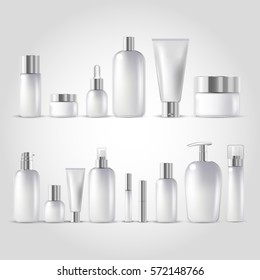 Vector illustration of Cosmetic bottle mock up set isolated packages on white background