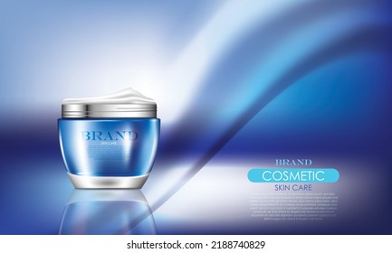 vector illustration cosmetic product ad design template.on modern blue background. use for cosmetic advertising template.