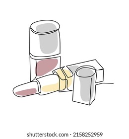 Vector illustration of cosmetics in line art style