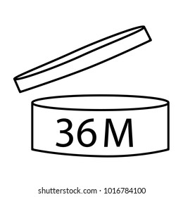 Vector illustration cosmetics symbol design. Period of validity after opening icon. Expiration date after product opening symbols. 36M