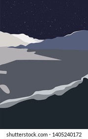 vector illustration of a cosmic landscape, image of mountains, vector