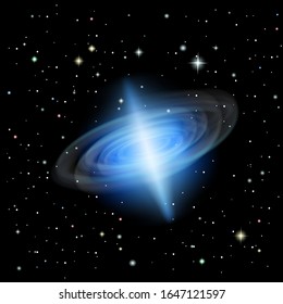 Vector illustration of the cosmic phenomenon funnel light the birth of a new universe