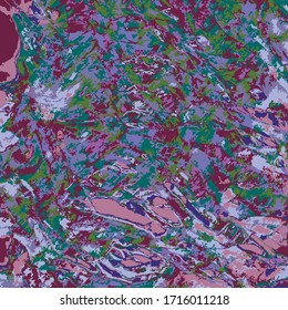 Imagen vectorial de la superficie cósmica del planeta de colores rojo, verde, violeta y rosa muy oscuros.