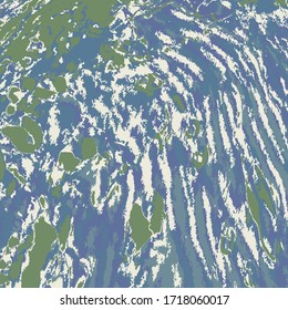 Vector illustration of cosmic planet surface of blue, violet, beige and green colors.