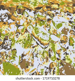 Vector illustration of cosmic planet surface of green, orange, yellow and brown colors.