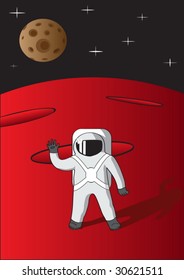 Vector illustration of cosmonaut on mars