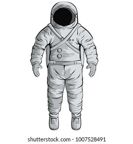 Vector illustration with cosmonaut, for web, posters NASA technology progress of civilisation