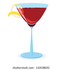 Vector illustration of cosmopolitan cocktail on white background