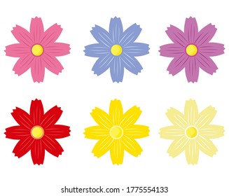 Vector illustration of cosmos flowers blooming in autumn . 