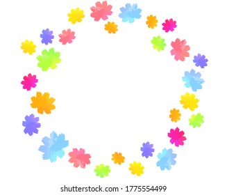 Vector illustration of cosmos flowers blooming in autumn . Floral frame and message card