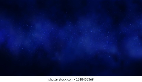Vector illustration of Cosmos Space background with starry sky, star massive in deep cosmos in blue and black colors. Abstract futuristic, technology, astrology background. Deep space background